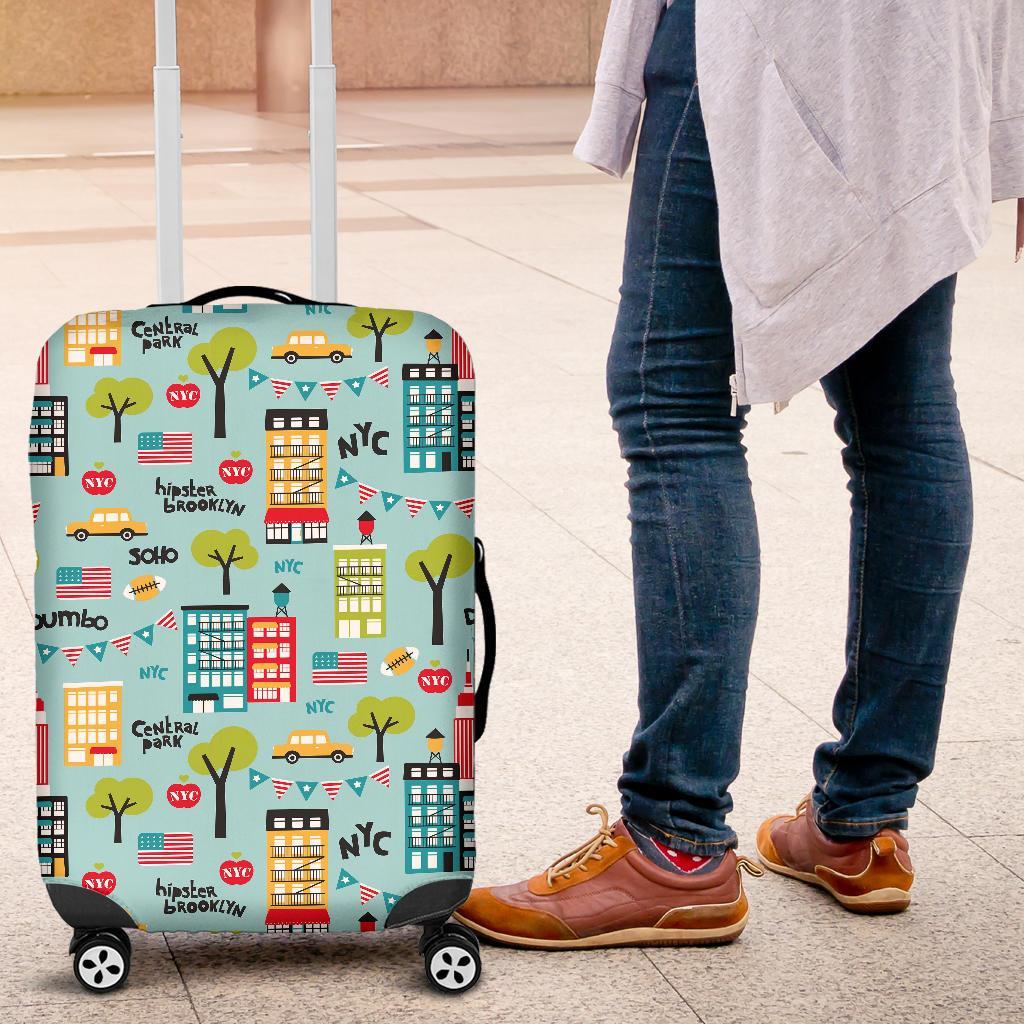 New York Print Pattern Luggage Cover Protector-grizzshop