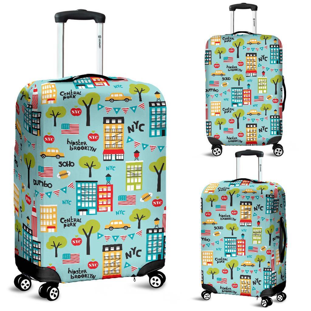 New York Print Pattern Luggage Cover Protector-grizzshop