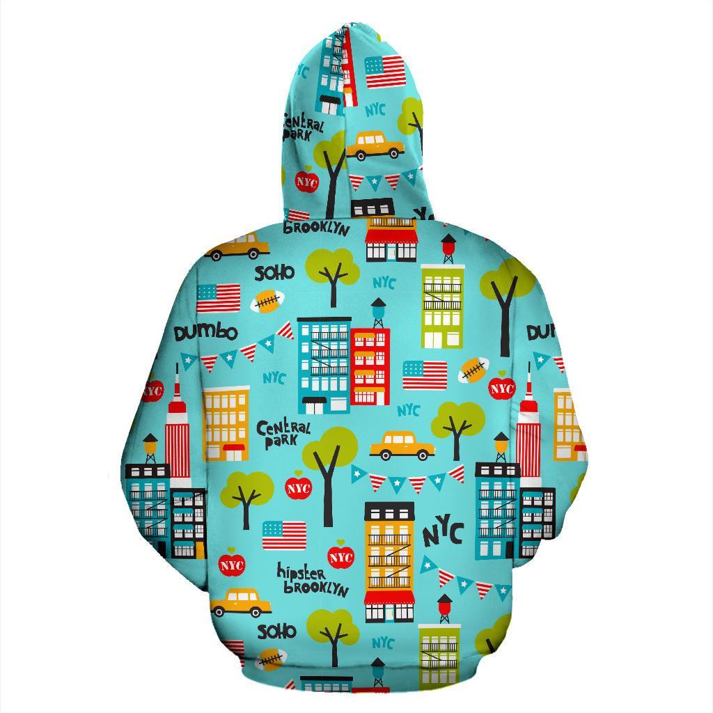 New York Print Pattern Men Women Pullover Hoodie-grizzshop