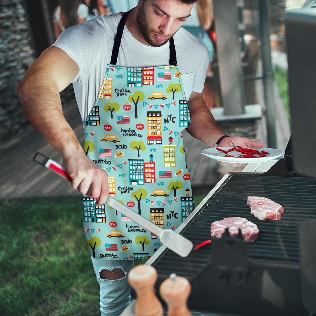 New York Print Pattern Men's Apron-grizzshop