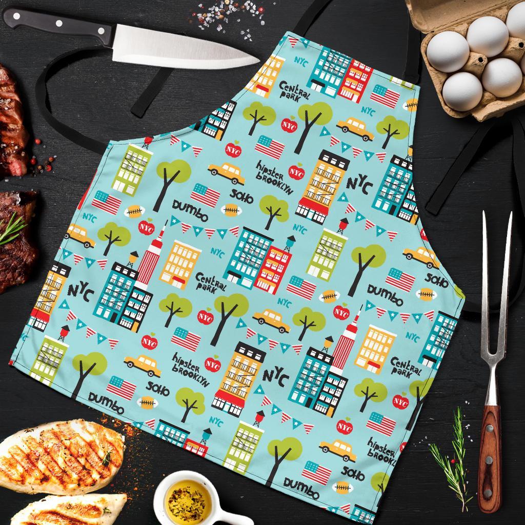 New York Print Pattern Men's Apron-grizzshop