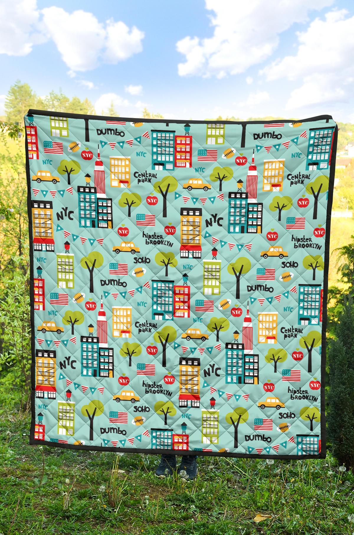 New York Print Pattern Quilt-grizzshop