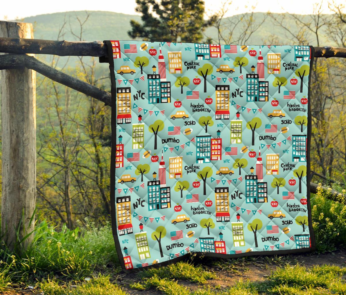 New York Print Pattern Quilt-grizzshop