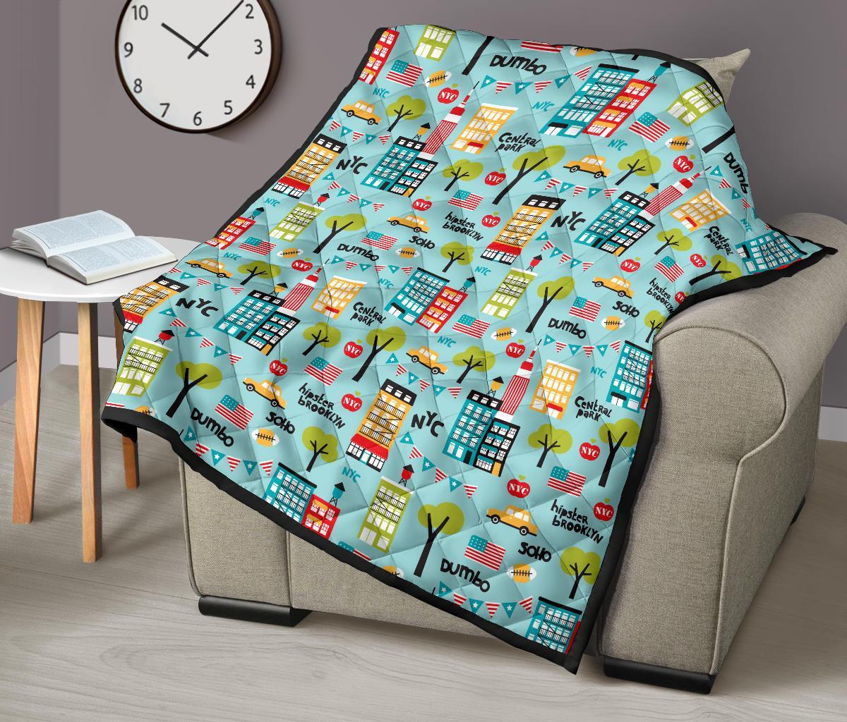 New York Print Pattern Quilt-grizzshop