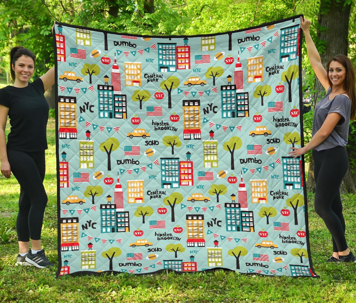 New York Print Pattern Quilt-grizzshop