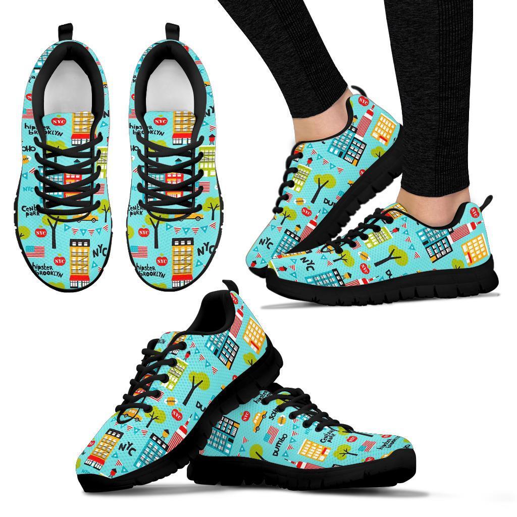 New York Print Pattern Sneaker Shoes For Men Women-grizzshop