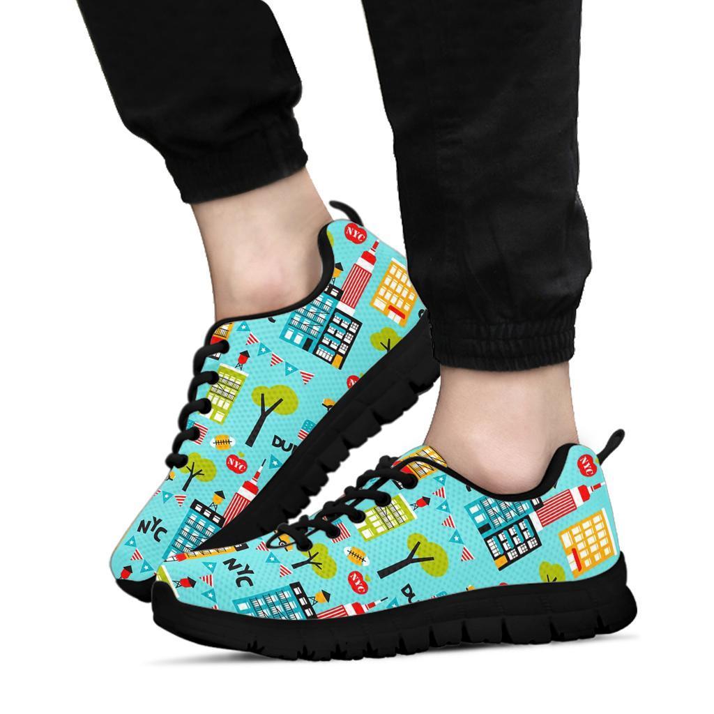 New York Print Pattern Sneaker Shoes For Men Women-grizzshop