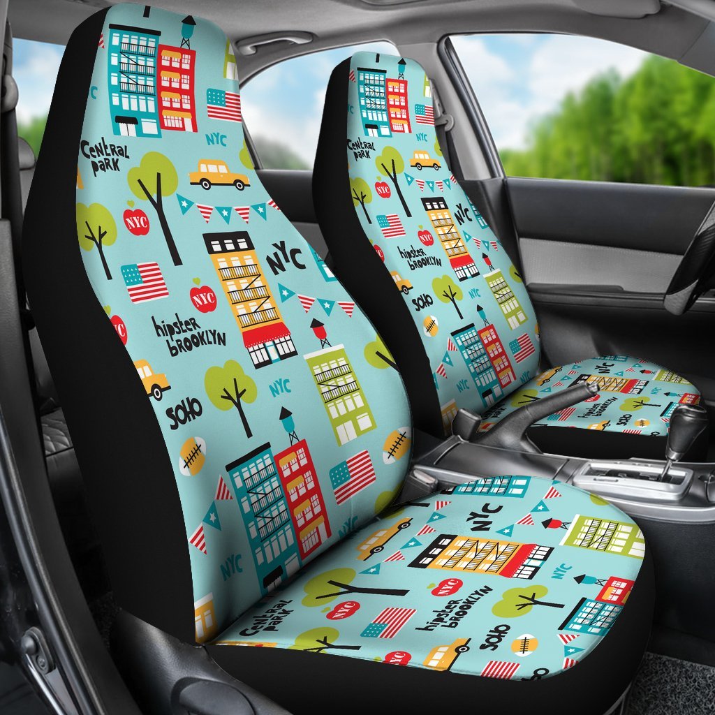 New York Print Pattern Universal Fit Car Seat Covers-grizzshop