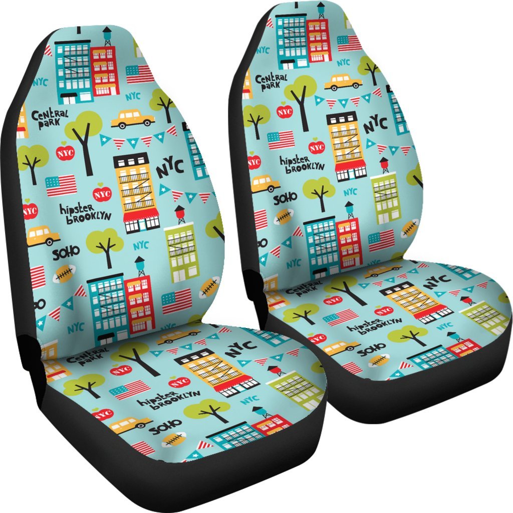 New York Print Pattern Universal Fit Car Seat Covers-grizzshop