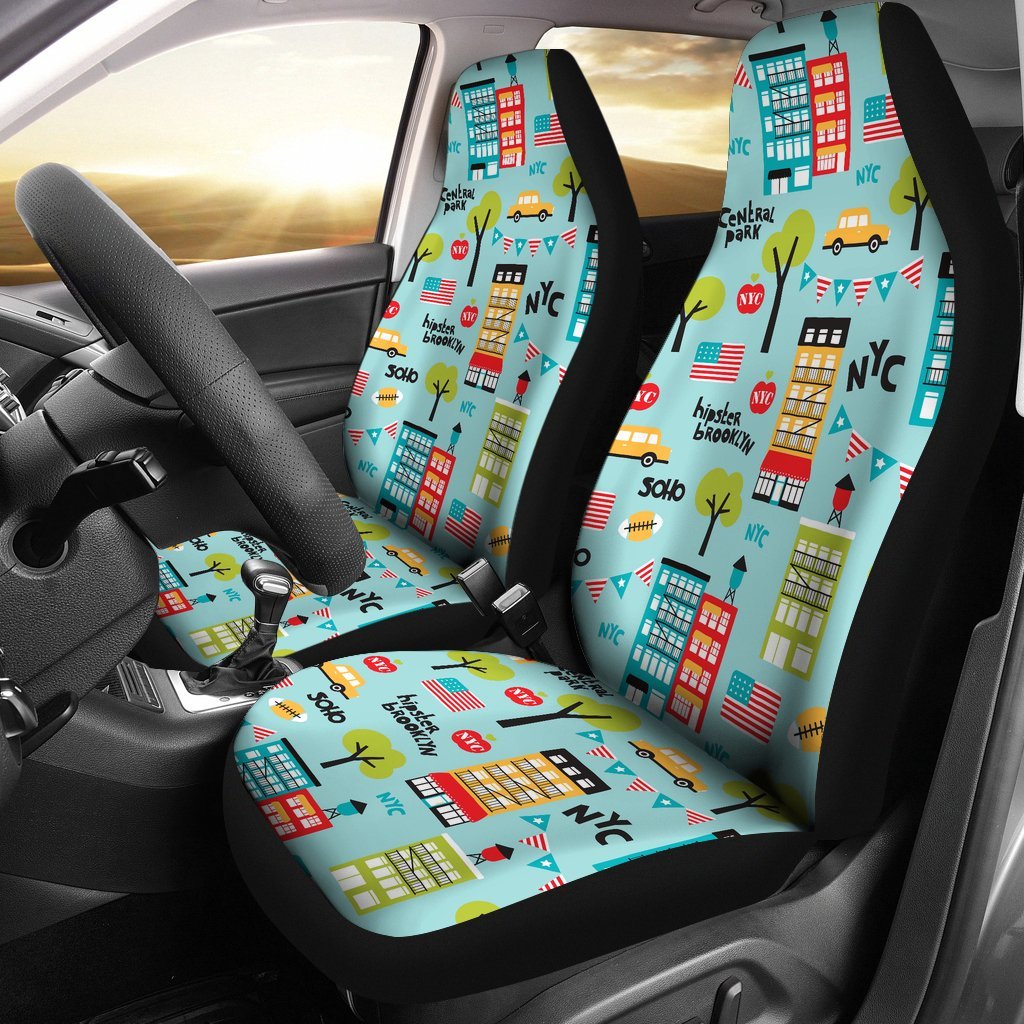 New York Print Pattern Universal Fit Car Seat Covers-grizzshop