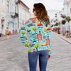 New York Print Pattern Women Off Shoulder Sweatshirt-grizzshop