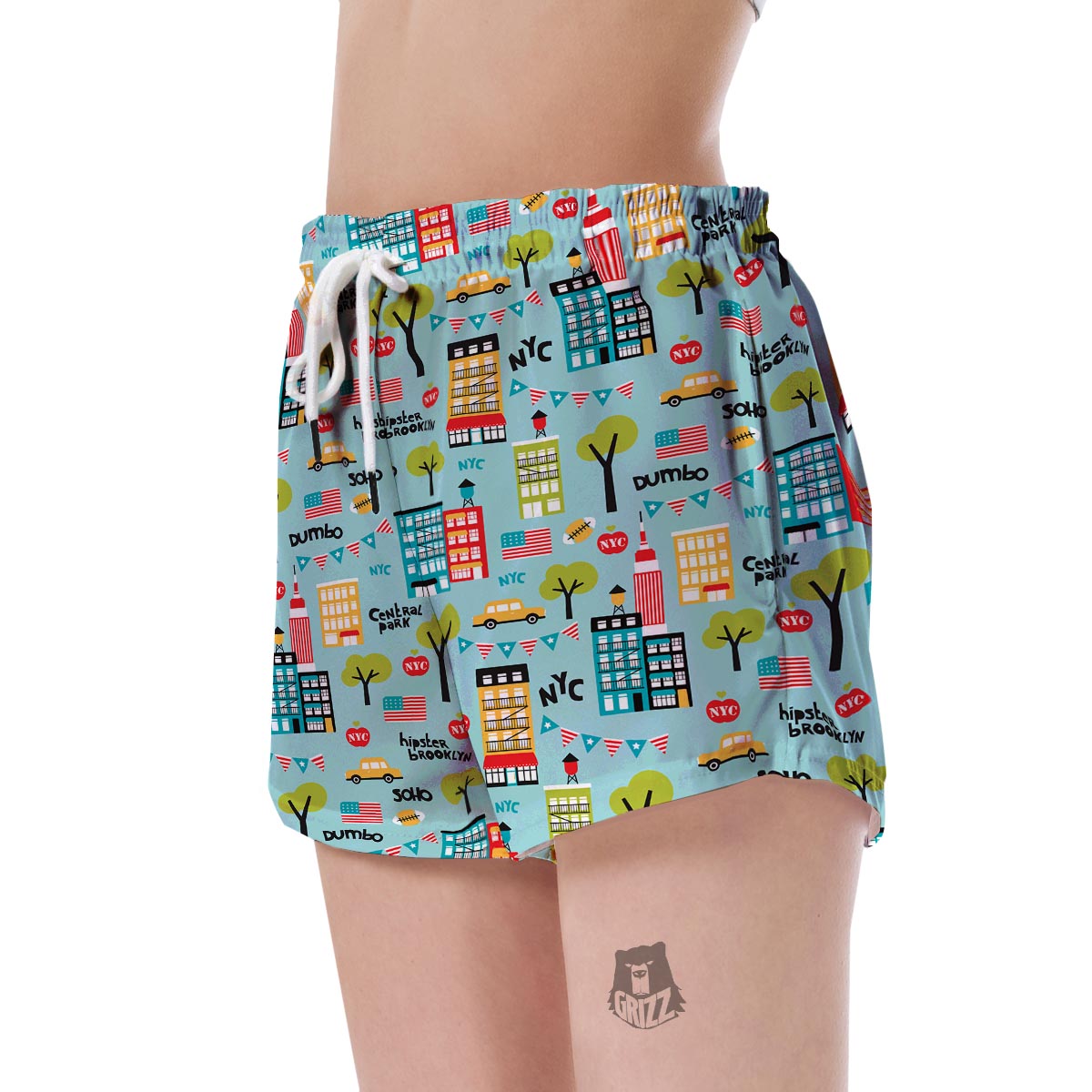 New York Print Pattern Women's Shorts-grizzshop