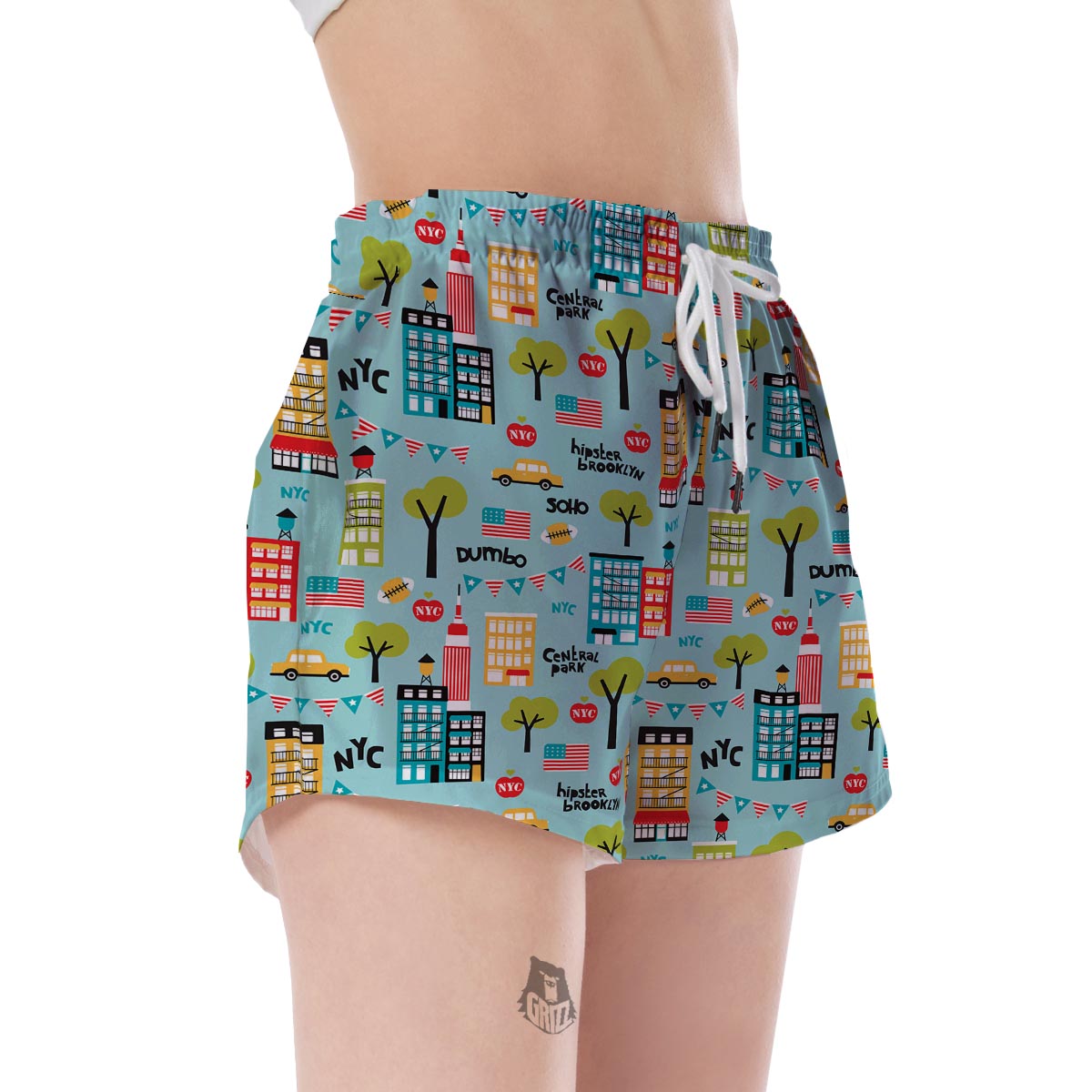 New York Print Pattern Women's Shorts-grizzshop