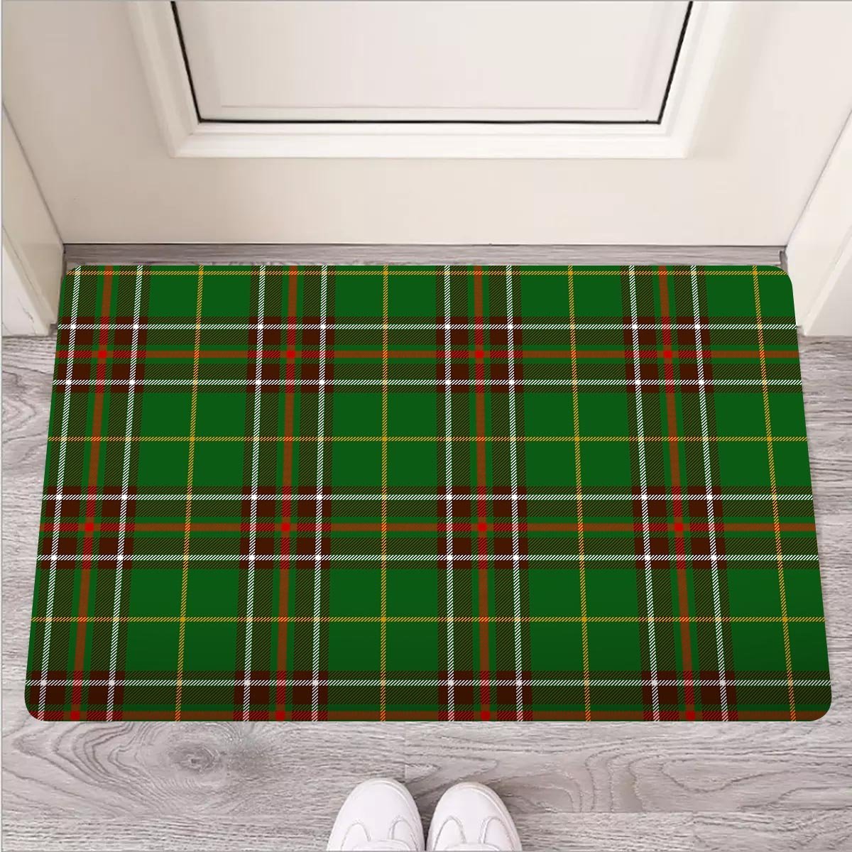 Newfoundland Tartan Green Plaid Door Mat-grizzshop