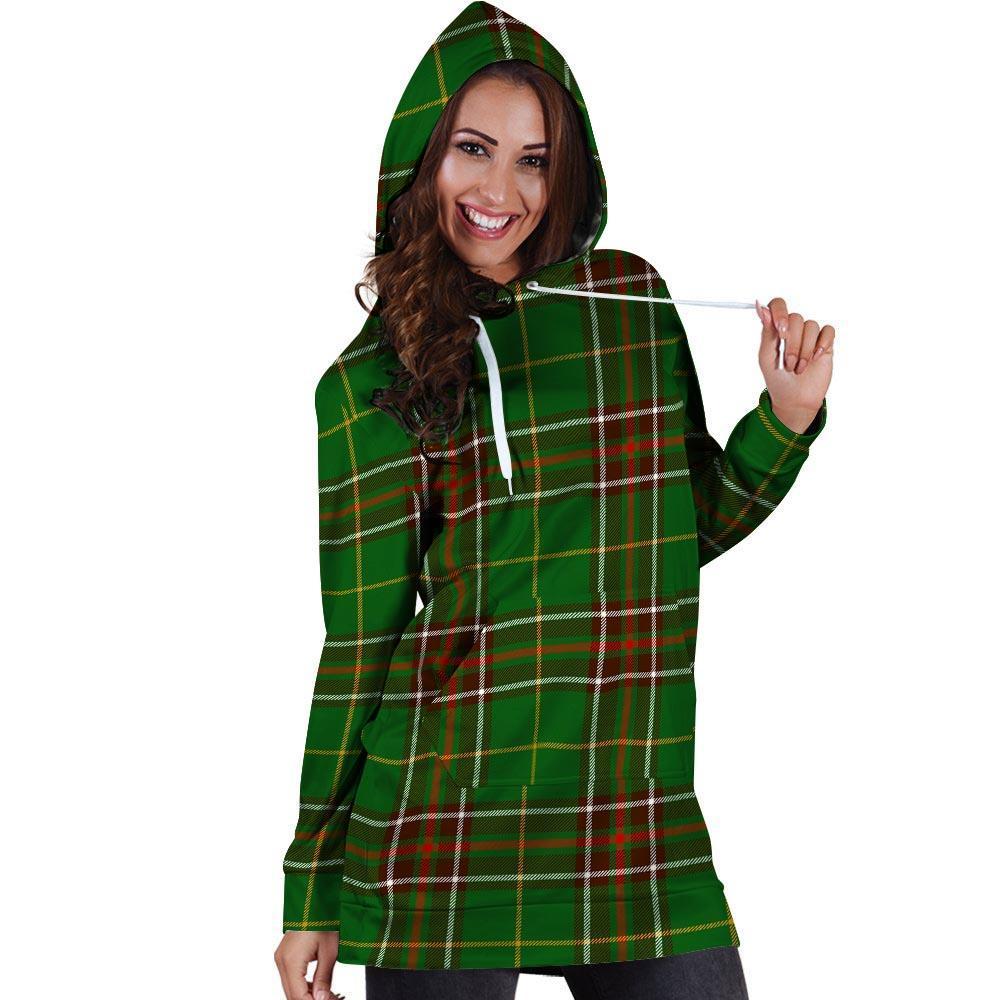 Newfoundland Tartan Green Plaid Hoodie Dress-grizzshop