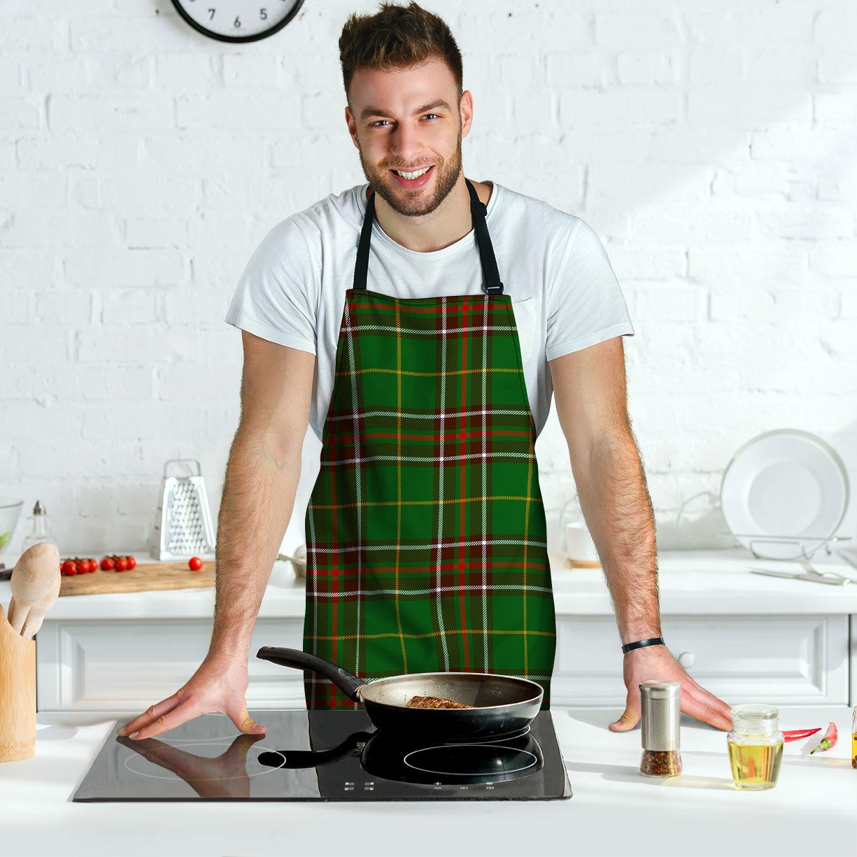 Newfoundland Tartan Green Plaid Men's Apron-grizzshop