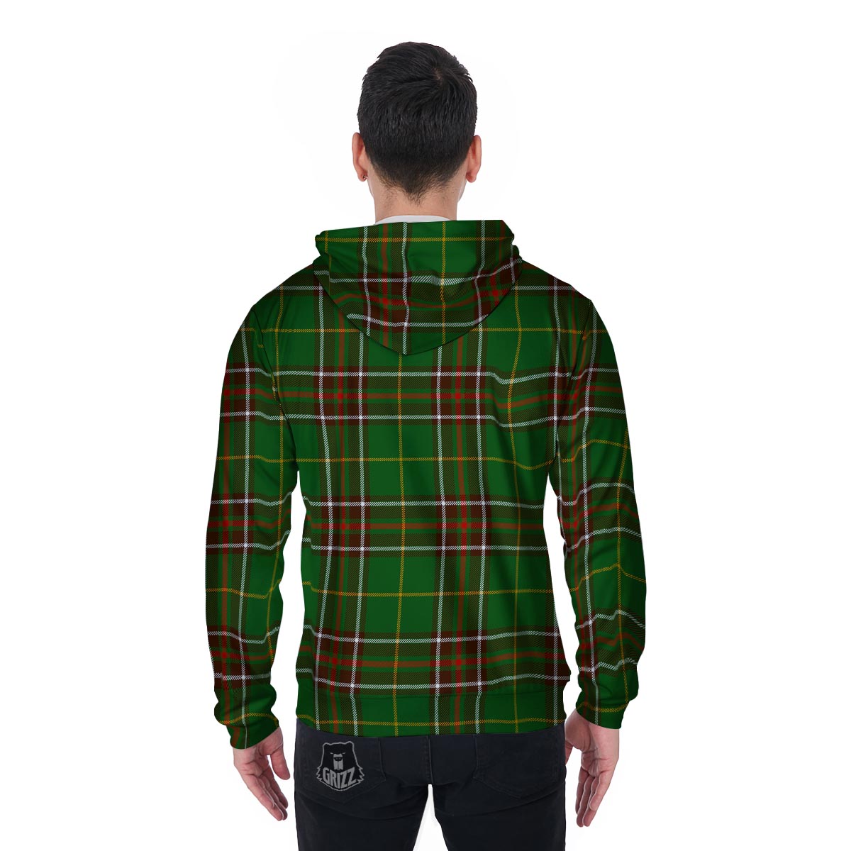 Newfoundland Tartan Green Plaid Men's Zip Up Hoodie-grizzshop
