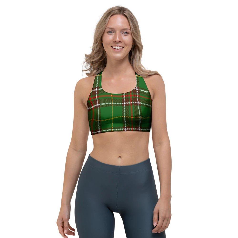 Newfoundland Tartan Green Plaid Sports Bra-grizzshop