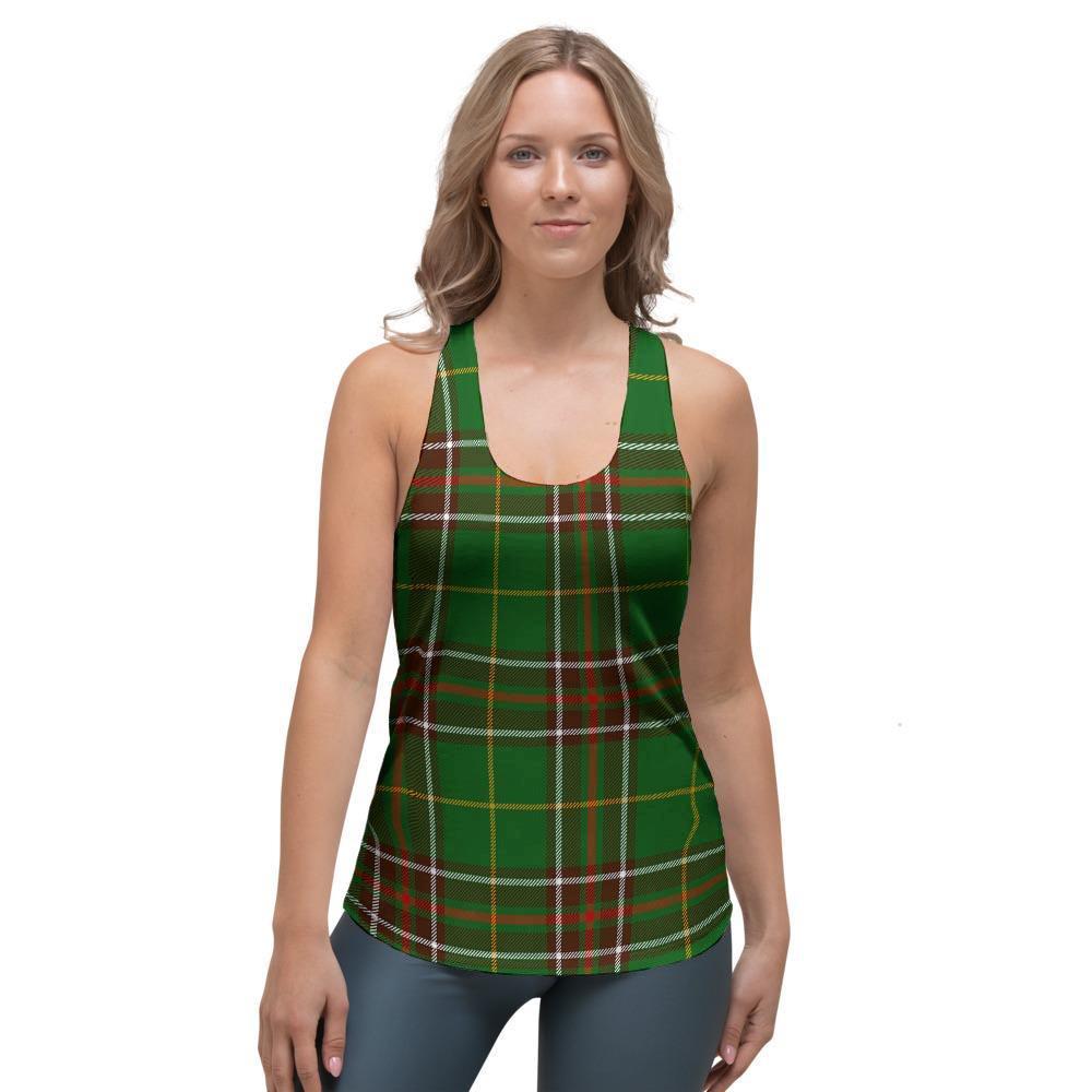 Newfoundland Tartan Green Plaid Women's Racerback Tank Top-grizzshop