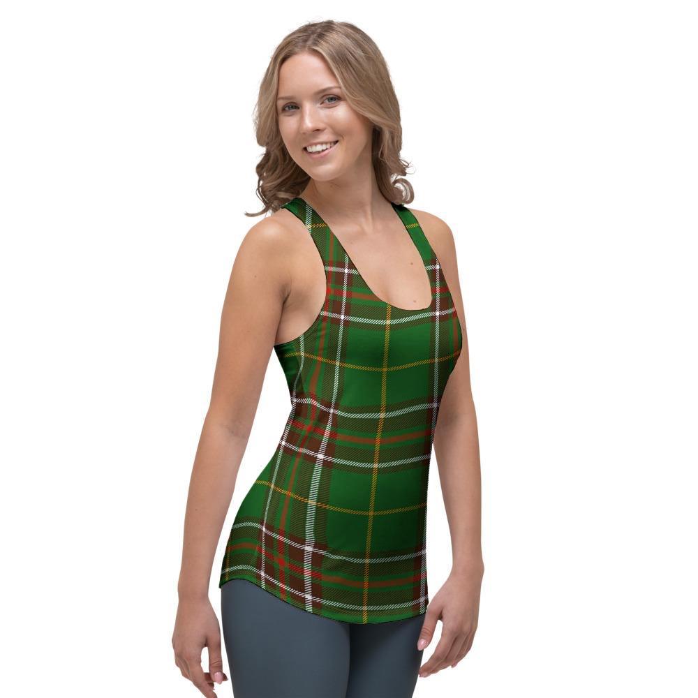 Newfoundland Tartan Green Plaid Women's Racerback Tank Top-grizzshop