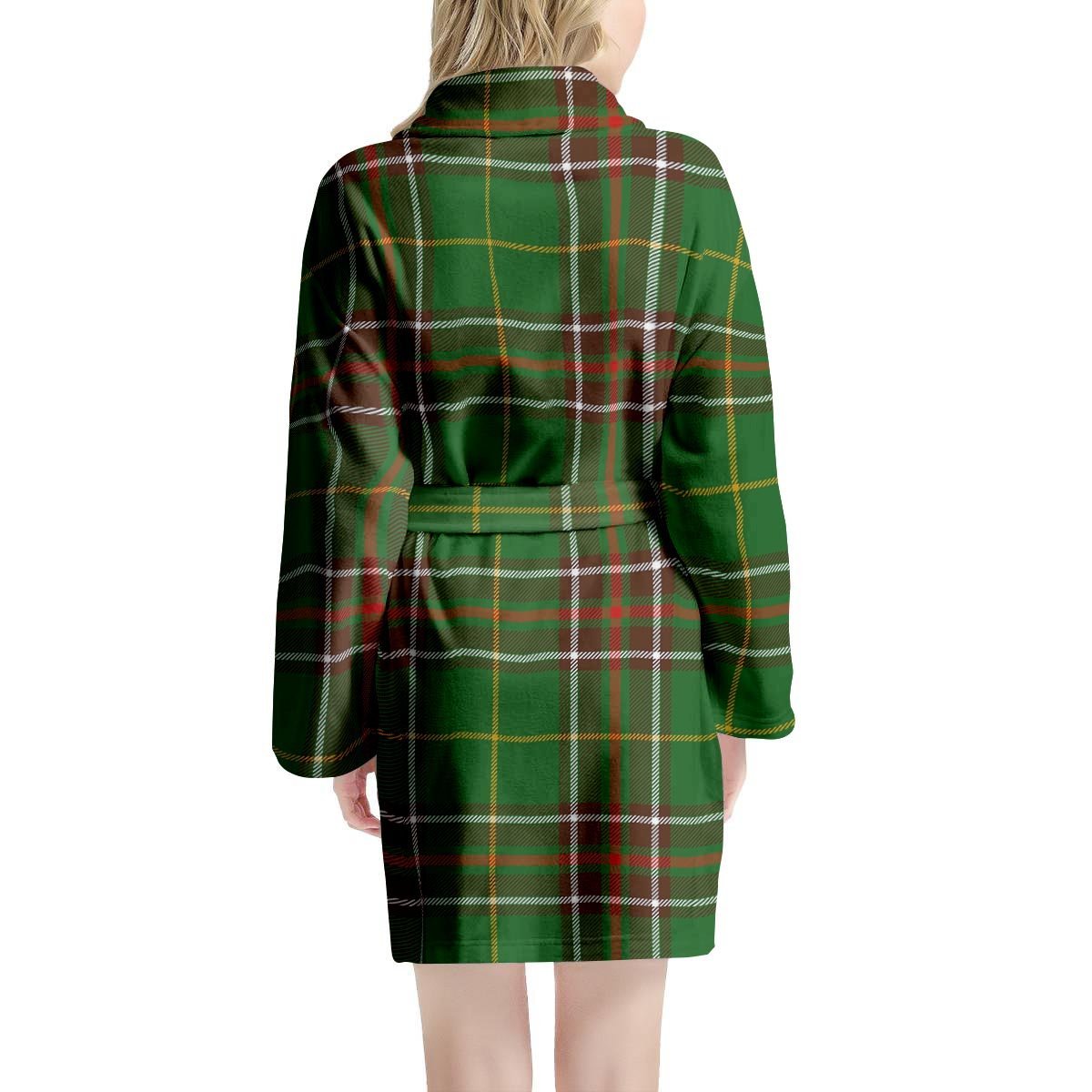 Newfoundland Tartan Green Plaid Women's Robe-grizzshop