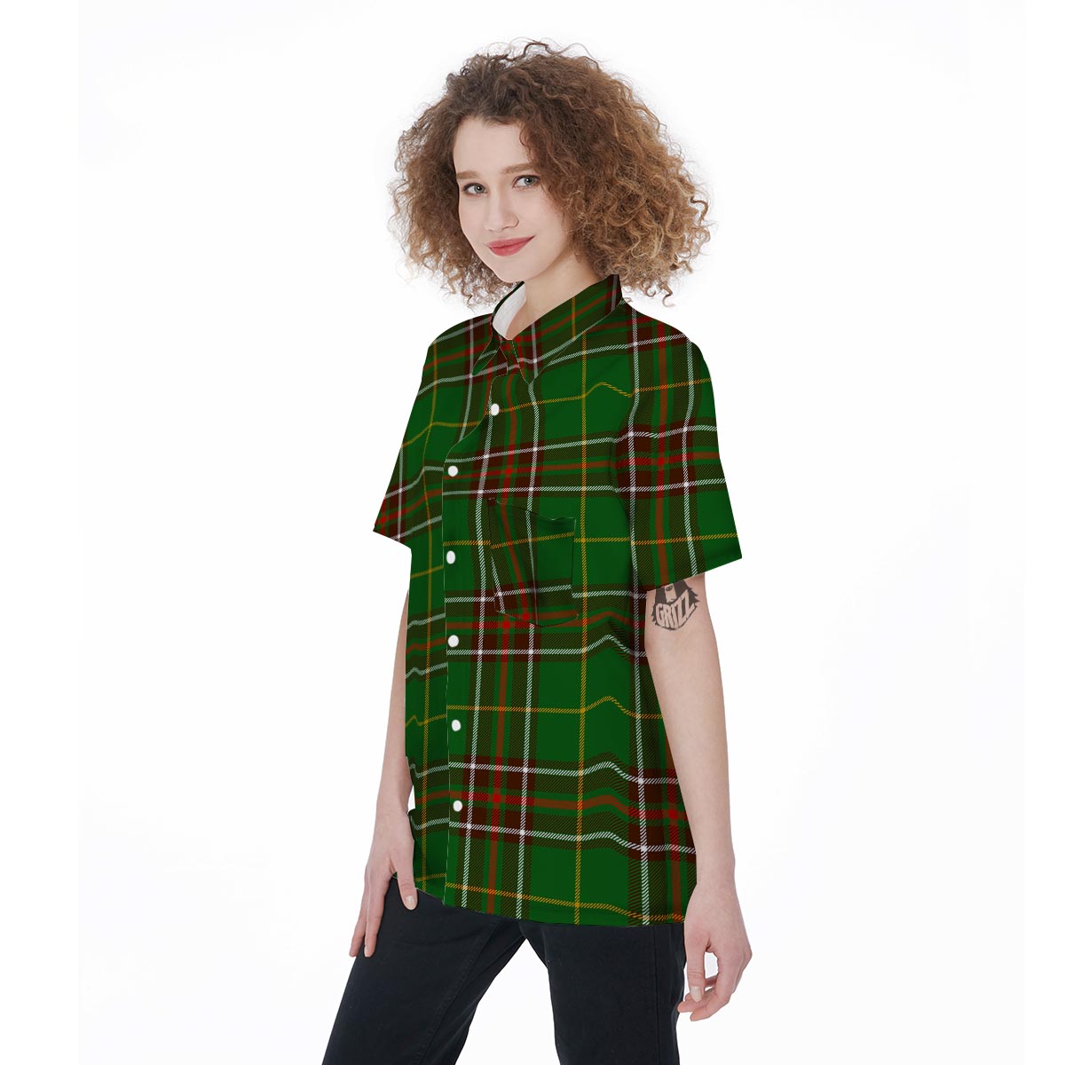 Newfoundland Tartan Green Plaid Women's Short Sleeve Shirts-grizzshop