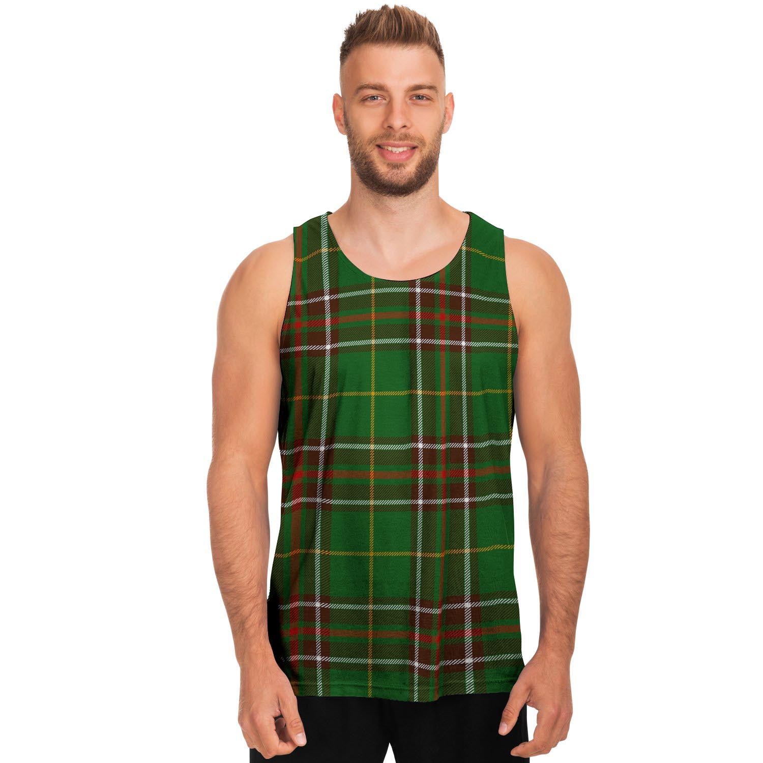 Newfoundland Tartan Green Plaid Men's Tank Tops-grizzshop