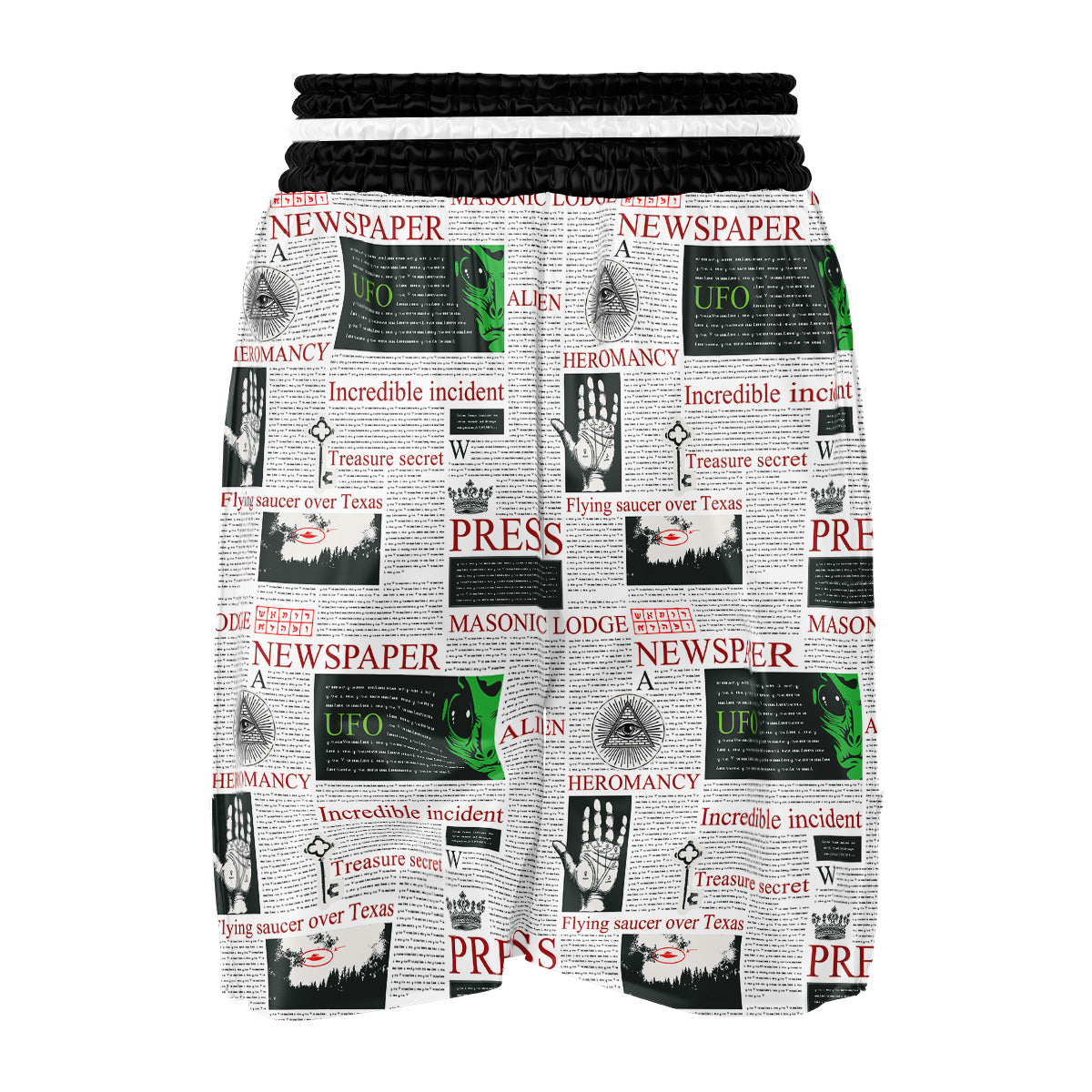Newspaper Aliens Topic Print Pattern Boxing Shorts-grizzshop