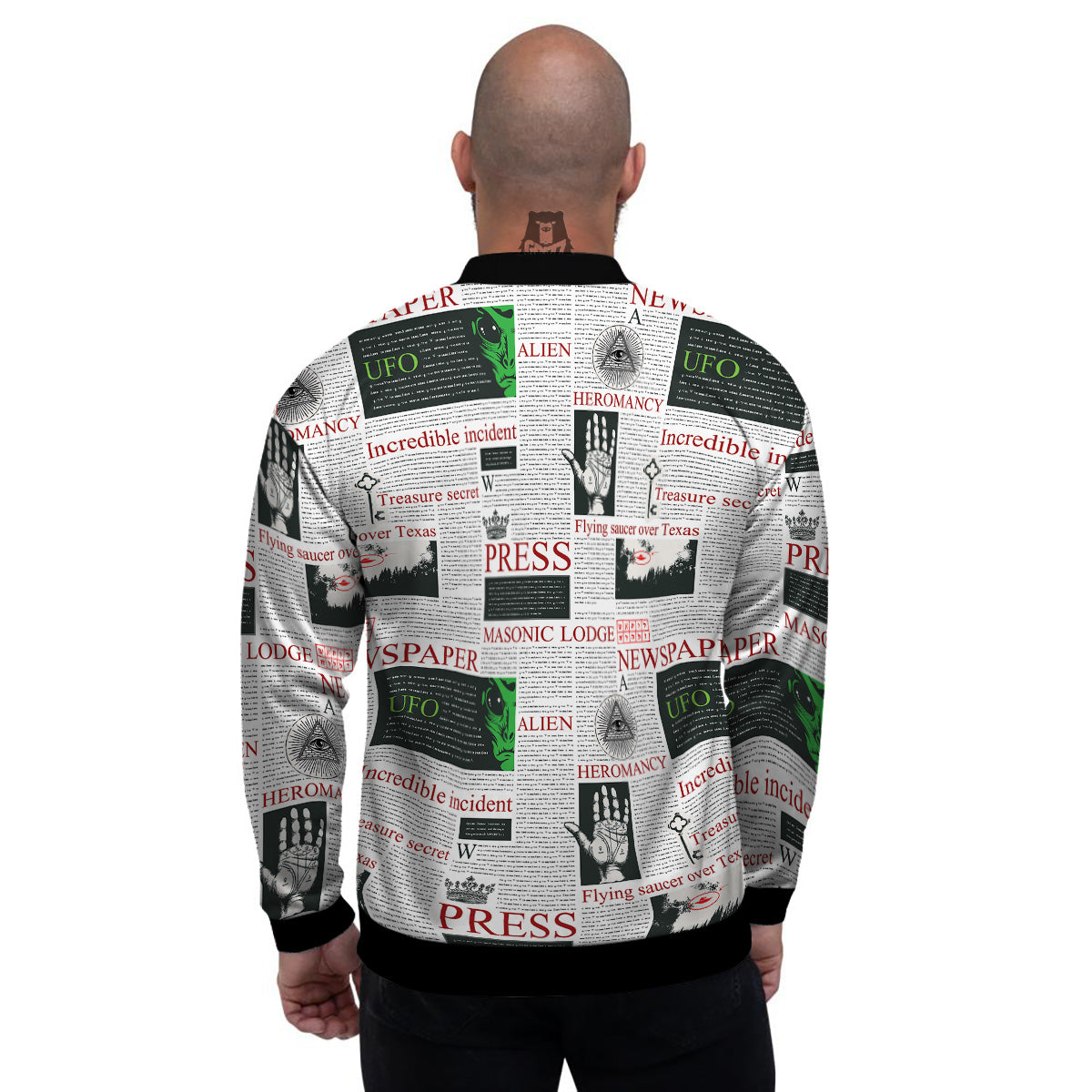 Newspaper Aliens Topic Print Pattern Men's Bomber Jacket-grizzshop