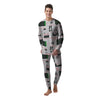 Newspaper Aliens Topic Print Pattern Men's Pajamas-grizzshop