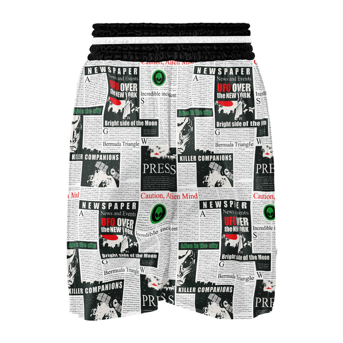 Newspaper Headlines Alien Print Pattern Boxing Shorts-grizzshop
