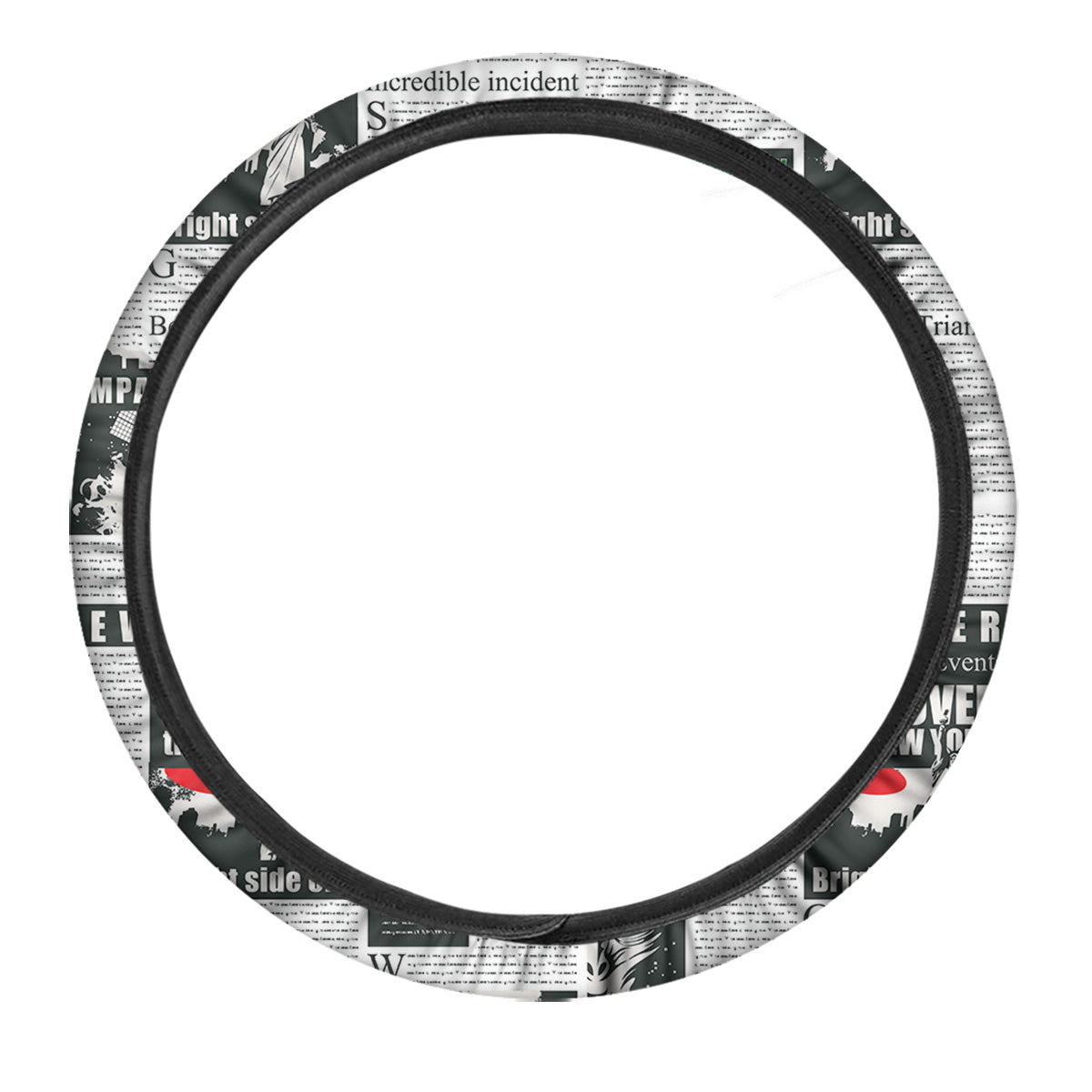 Newspaper Headlines Alien Print Pattern Car Steering Wheel Cover-grizzshop