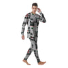 Newspaper Headlines Alien Print Pattern Men's Pajamas-grizzshop