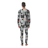 Newspaper Headlines Alien Print Pattern Men's Pajamas-grizzshop