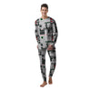 Newspaper Headlines Alien Print Pattern Men's Pajamas-grizzshop