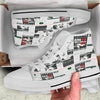 Newspaper Headlines Alien Print Pattern White High Top Shoes-grizzshop