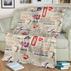 Newspaper Pattern Print Blanket-grizzshop