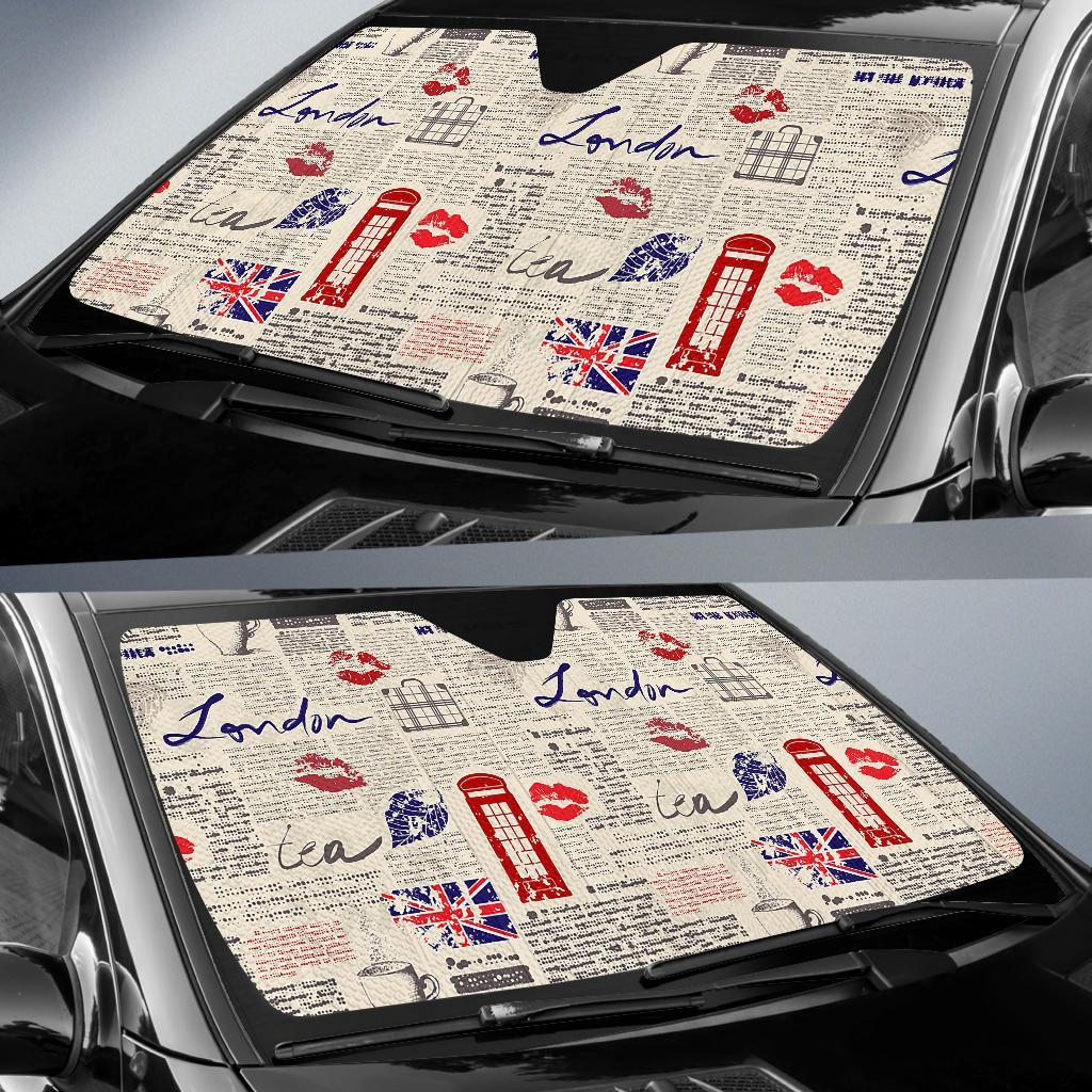Newspaper Pattern Print Car Sun Shade-grizzshop