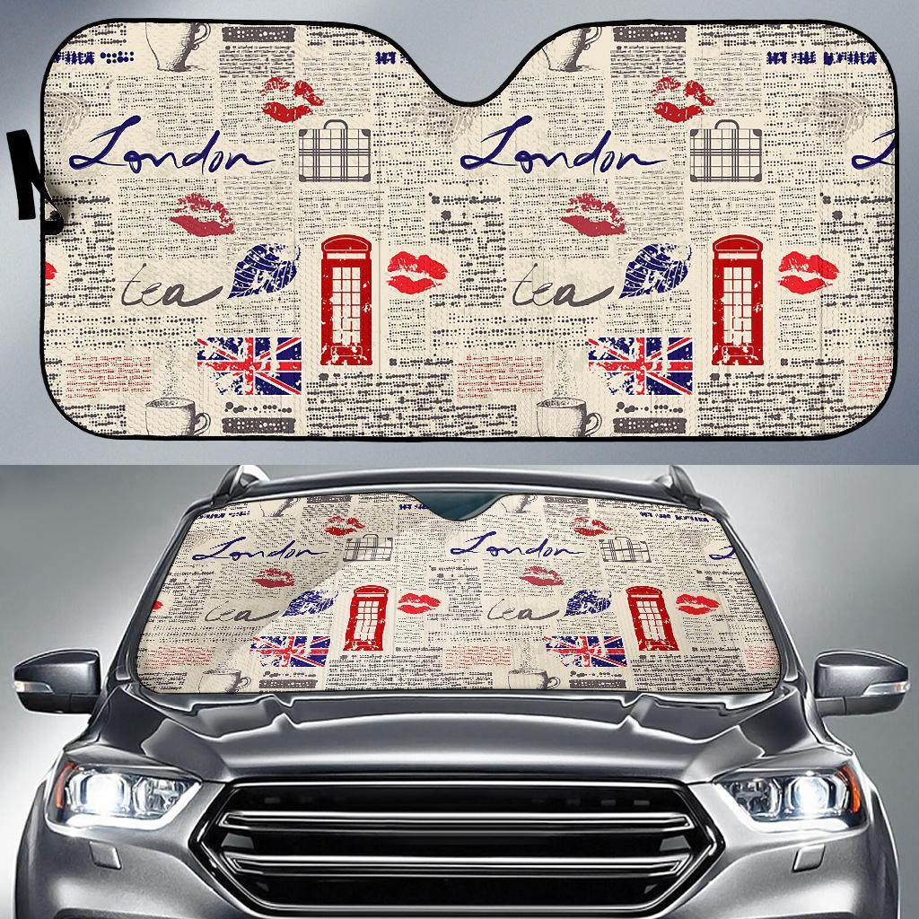 Newspaper Pattern Print Car Sun Shade-grizzshop