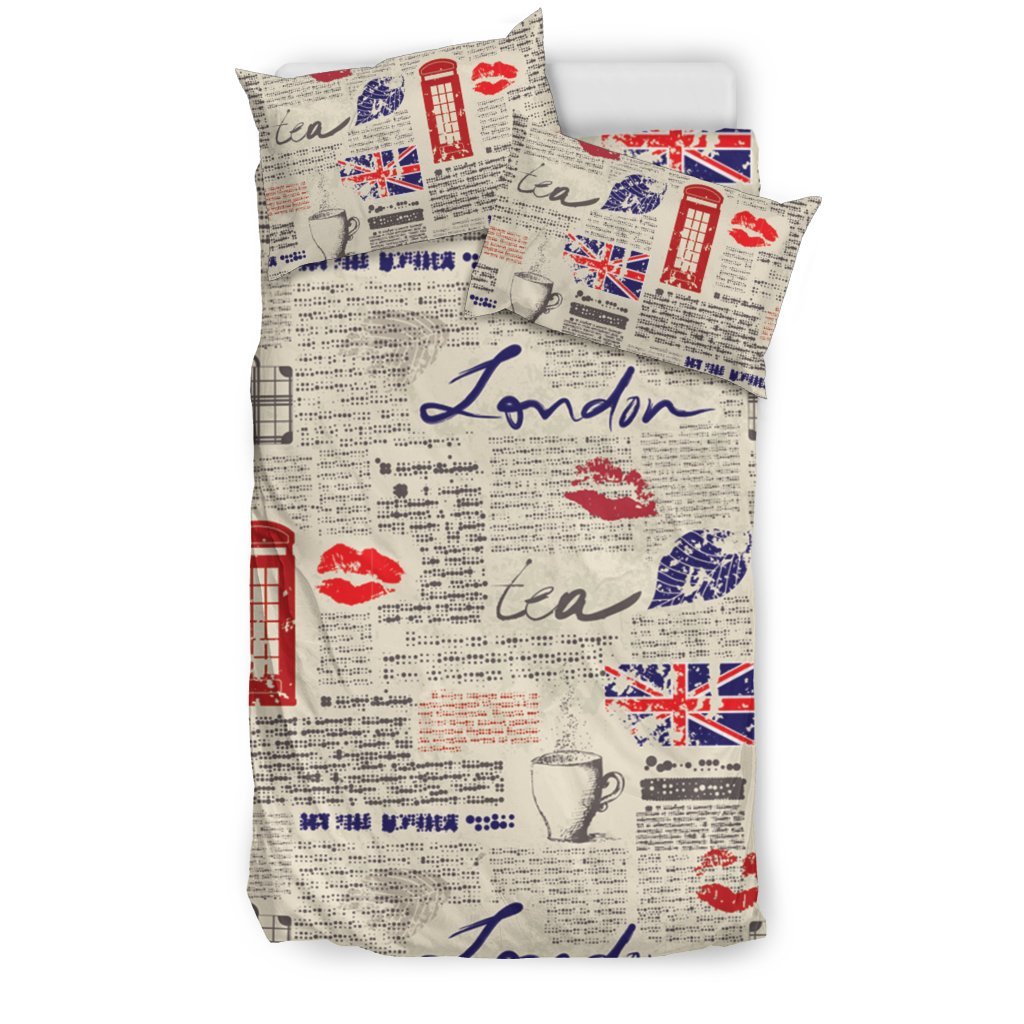 Newspaper Pattern Print Duvet Cover Bedding Set-grizzshop