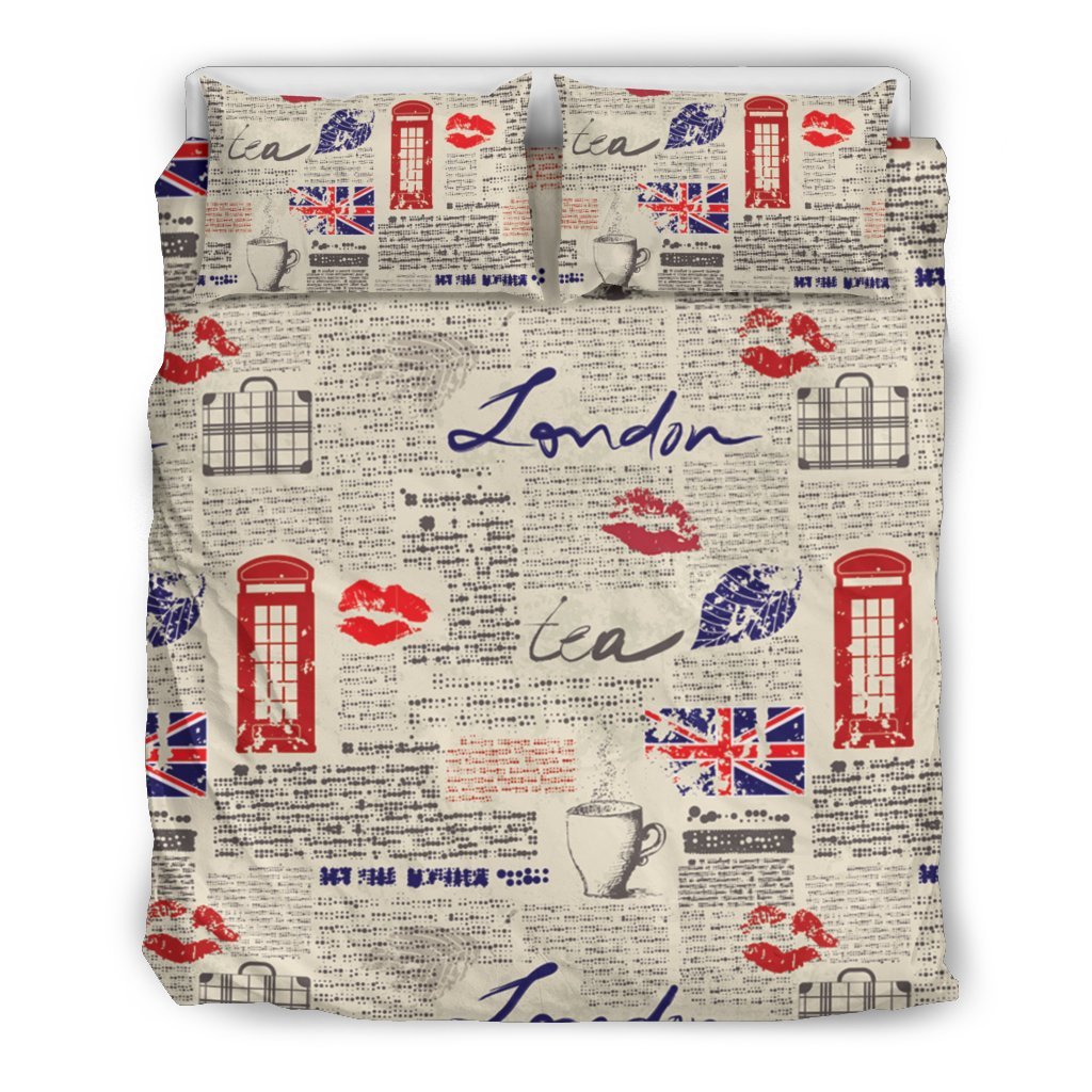 Newspaper Pattern Print Duvet Cover Bedding Set-grizzshop