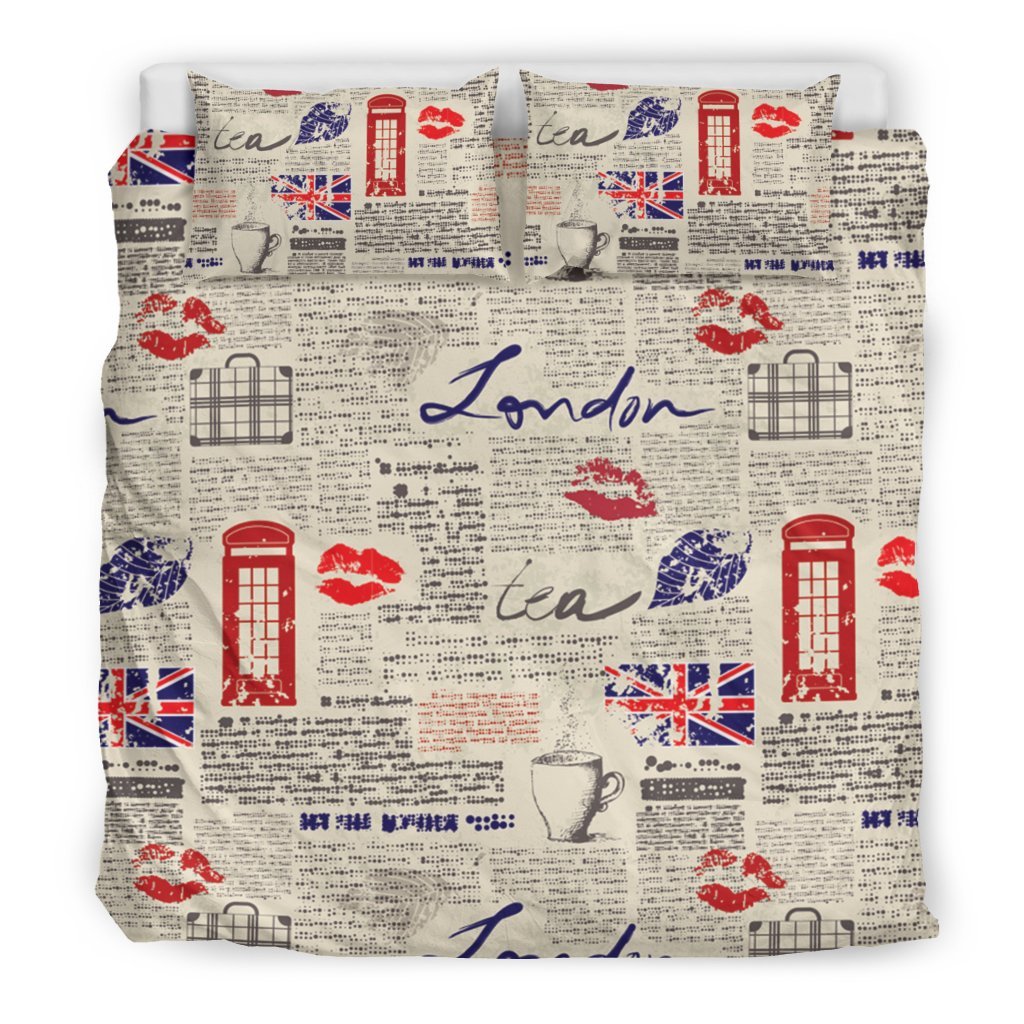 Newspaper Pattern Print Duvet Cover Bedding Set-grizzshop