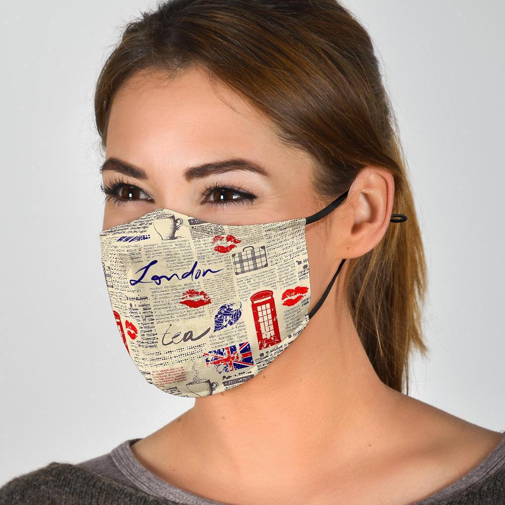 Newspaper Pattern Print Face Mask-grizzshop