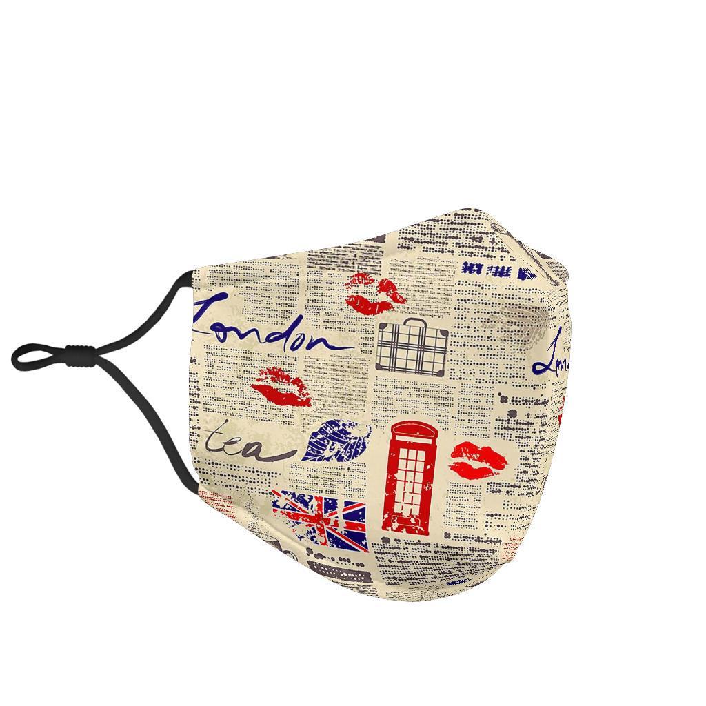 Newspaper Pattern Print Face Mask-grizzshop