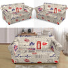 Newspaper Pattern Print Loveseat Cover-grizzshop