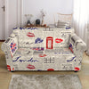 Newspaper Pattern Print Loveseat Cover-grizzshop