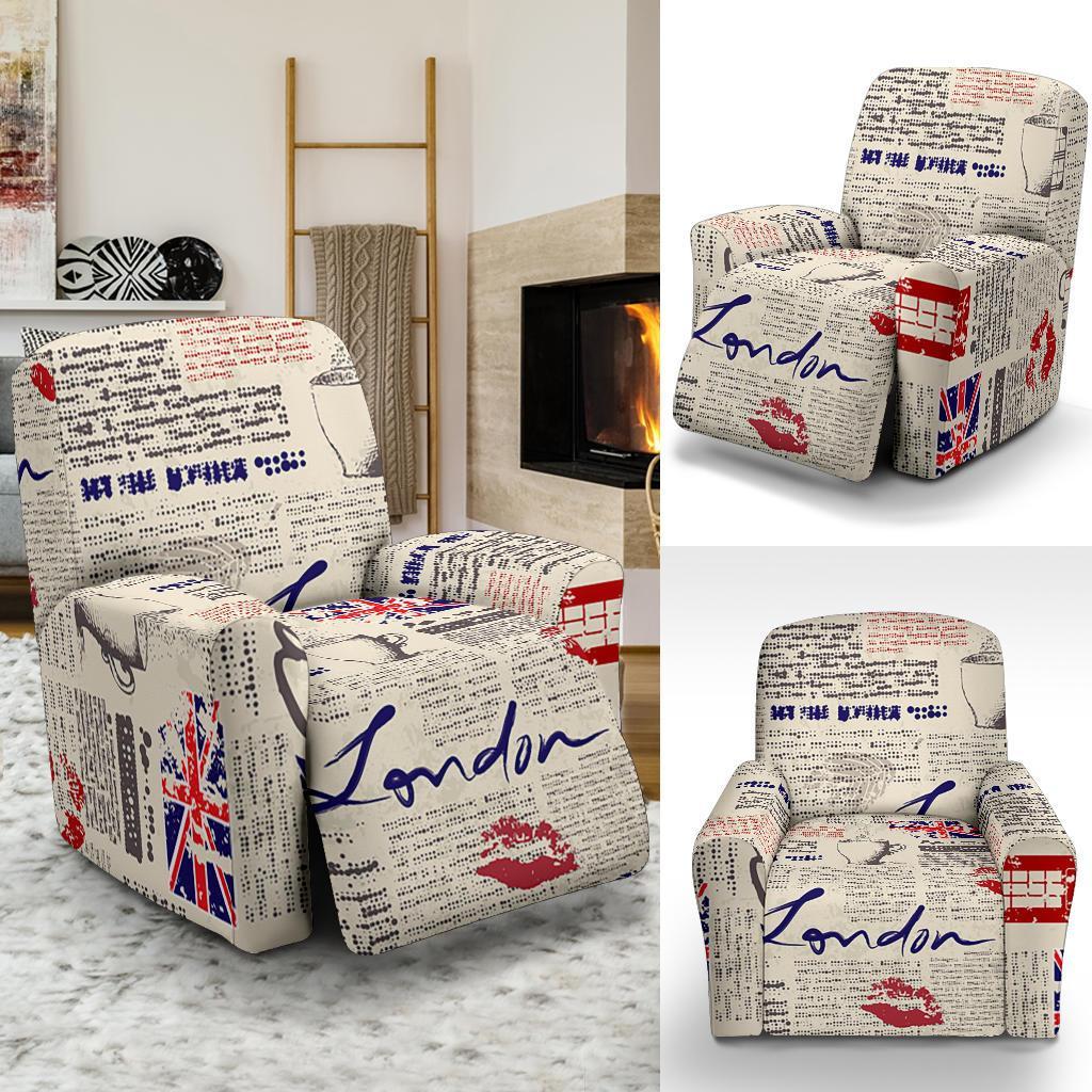 Newspaper Pattern Print Recliner Cover-grizzshop