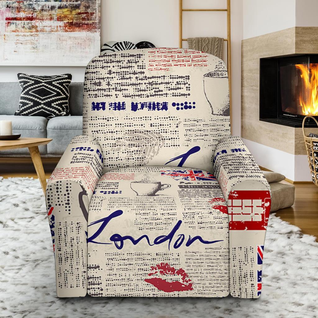 Newspaper Pattern Print Recliner Cover-grizzshop