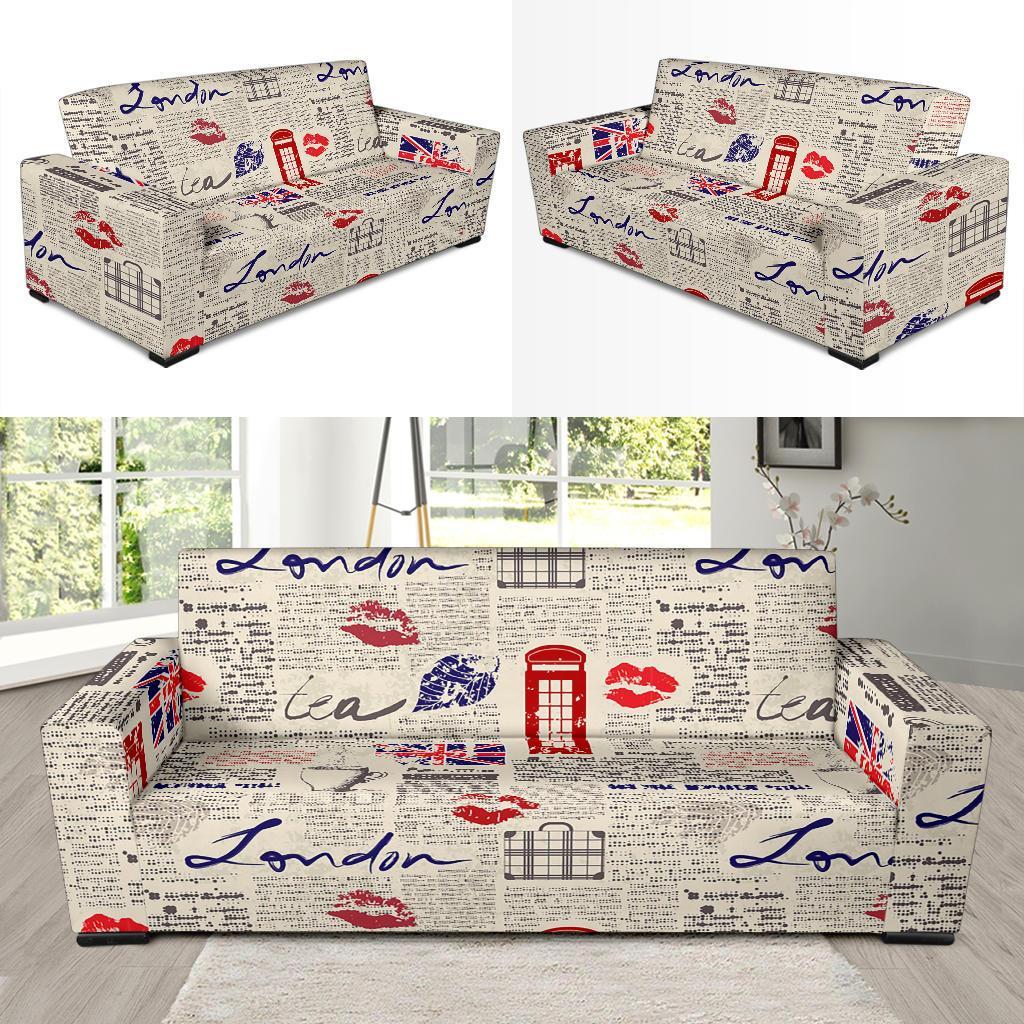 Newspaper Pattern Print Sofa Covers-grizzshop