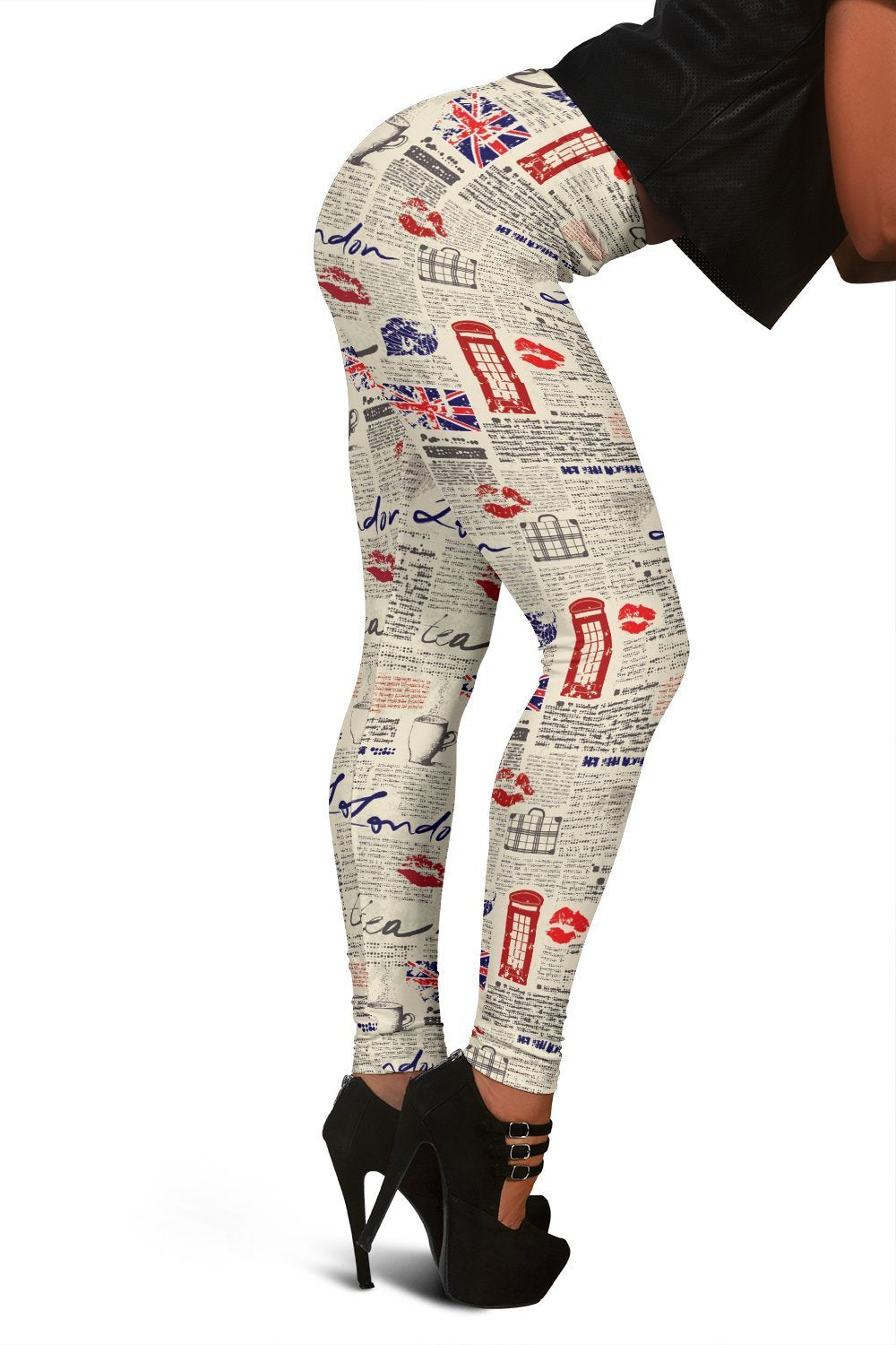 Newspaper Pattern Print Women Leggings-grizzshop